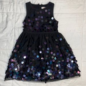 Darling Cat & Jack dress. black with iridescent giant sequins.